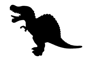 Dinosaur in black silhouette. Isolated on a white background with clipping path.