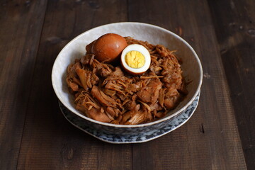 a plate of gudeg, traditional food from Yogyakarta, Indonesia