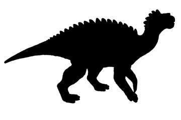 Dinosaur in black silhouette. Isolated on a white background with clipping path.