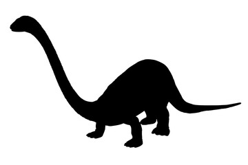 Dinosaur in black silhouette. Isolated on a white background with clipping path.