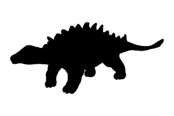 Dinosaur illustration in black silhouette. Isolated on a white background with clipping path.