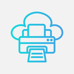 Print icon in gradient style about cloud computing, use for website mobile app presentation