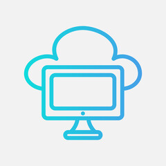 Computer icon in gradient style about cloud computing, use for website mobile app presentation