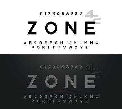 ZONE Sports Minimal Tech Font Letter Set. Luxury Vector Typeface For Company. Modern Gaming Fonts Logo Design.