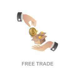 Free Trade icon. 3d illustration from economic collection. Creative Free Trade 3d icon for web design, templates, infographics and more