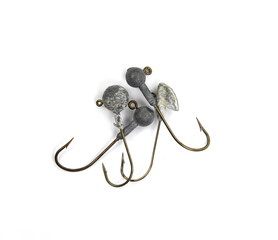 Fishing hooks isolated on white background