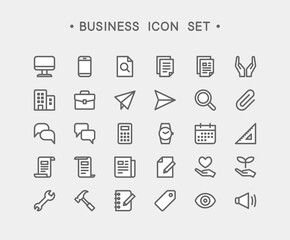 シンプルな線画のビジネスアイコン30個セット
