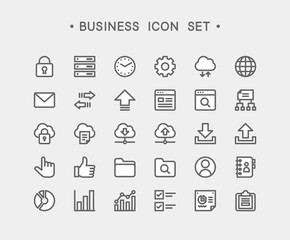 シンプルな線画のビジネスアイコン30個セット
