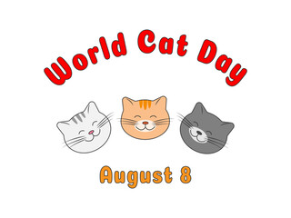 International Cat Day poster or banner design. Color vector illustration. Isolated on white background. Vector AI + 10 EPS