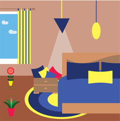 Bedroom living room,flat design illustration