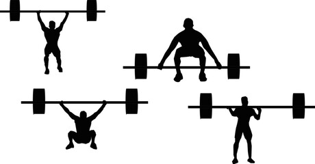 silhouette of a weightlifting athletes.