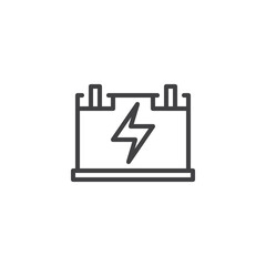 Car battery line icon.