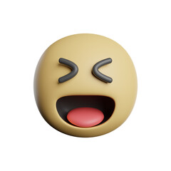 Emoticon Laugter Face 3D Rendering Illustration