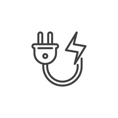 Electric plug line icon