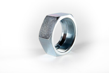 Metal nut. Nuts and bolts. Tools for work.