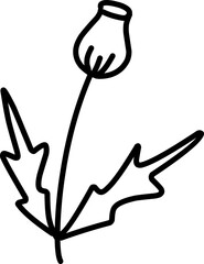 Wildflowers Illustration, Field Flowers Illustration. Hand-drawn doodles illustration.
Line art