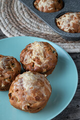 Zucchini, ham and cheese savory muffins