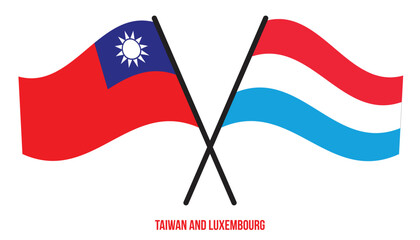 Taiwan and Luxembourg Flags Crossed And Waving Flat Style. Official Proportion. Correct Colors.