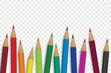Scattered colored pencils. Mock up pencil.