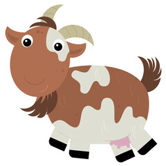 Cartoon scene happy goat is standing illustration