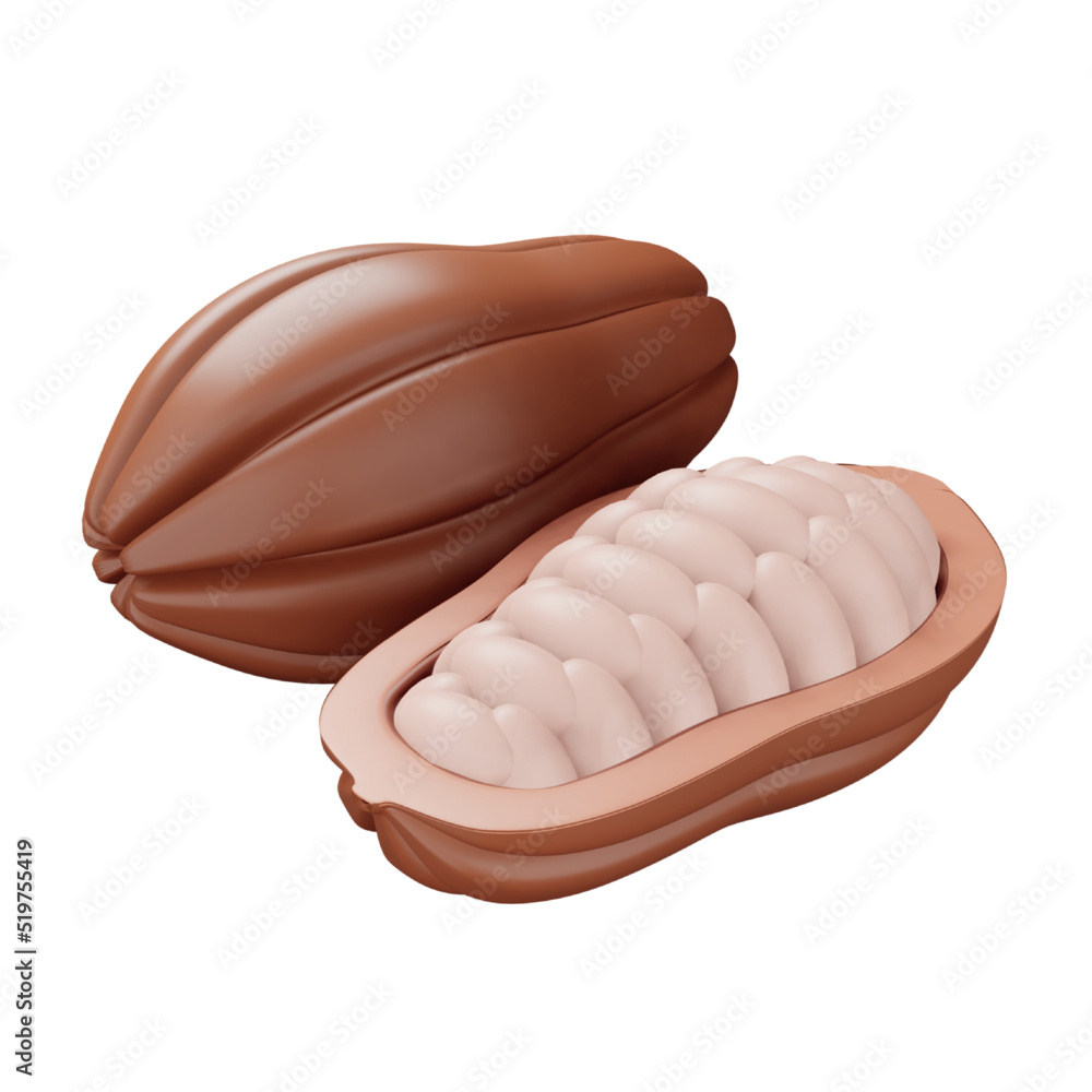 Poster cacao 3d rendering isometric icon.