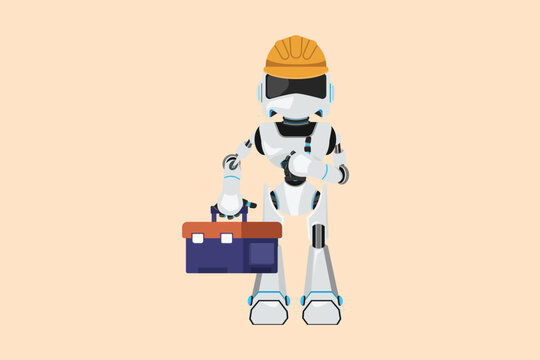 robot with toolbox and hard hat clip art preview