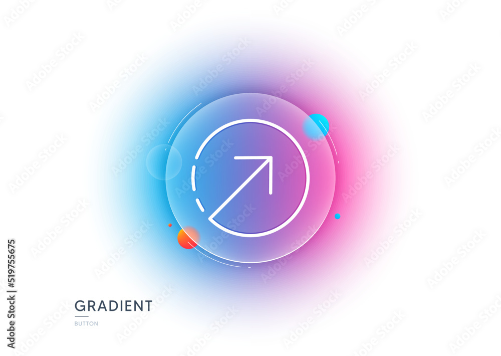Poster direction arrow line icon. gradient blur button with glassmorphism. arrowhead symbol. navigation poi