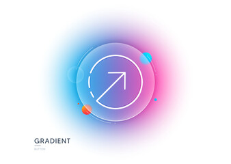Direction arrow line icon. Gradient blur button with glassmorphism. Arrowhead symbol. Navigation pointer sign. Transparent glass design. Direction line icon. Vector