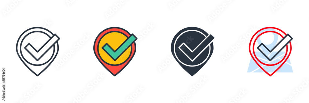 Poster check point icon logo vector illustration. location icon and approved symbol template for graphic an