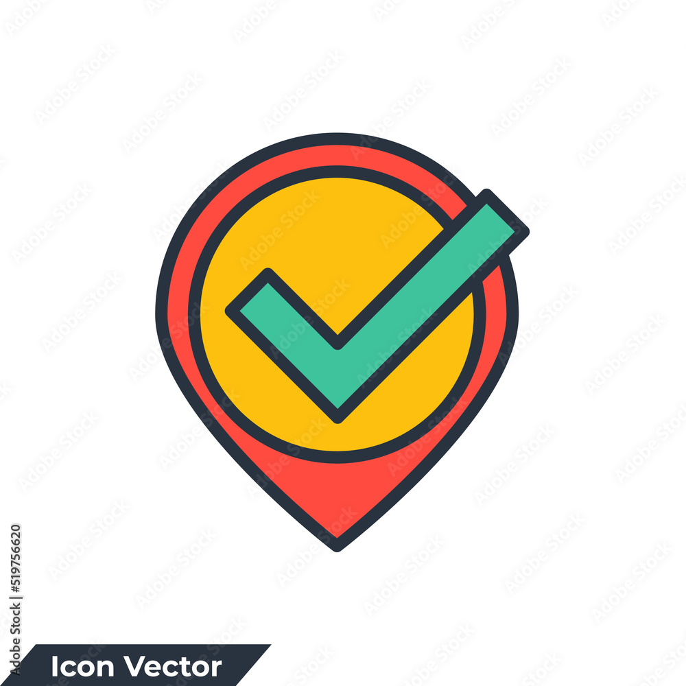 Poster check point icon logo vector illustration. location icon and approved symbol template for graphic an