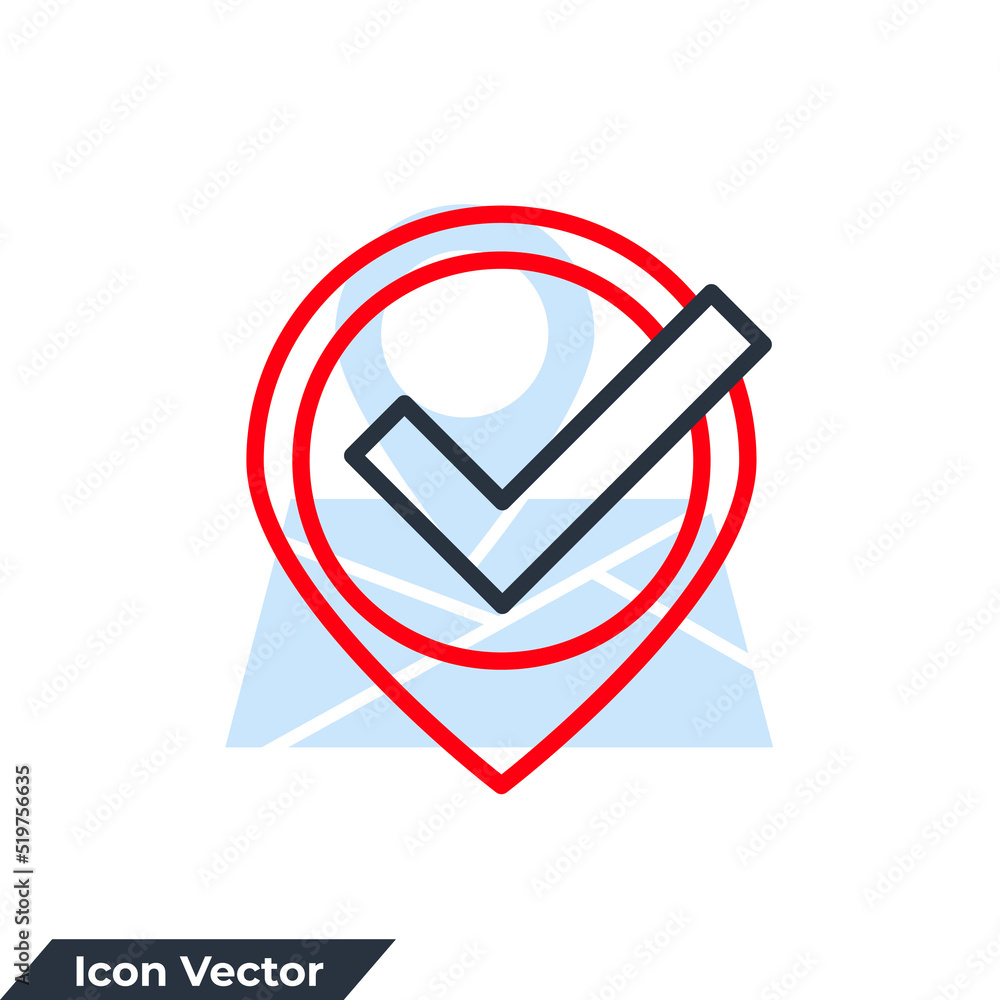 Poster check point icon logo vector illustration. location icon and approved symbol template for graphic an