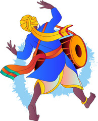 celebration of the Maharashtrian festivals, India. Drummers welcome the new year or lord Ganesha to the Ganesh festival, with dhol and Tasha for welcoming the new year Gudhi Padwa.