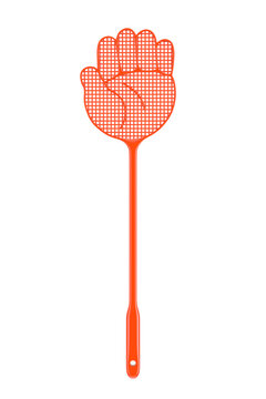 Orange Flyswatter in Shape of Hand. 3d Rendering