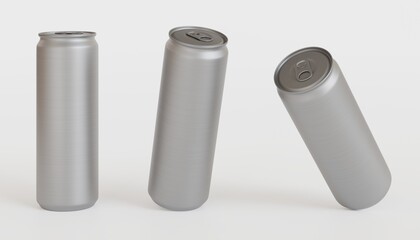 3D illustration Soda cans Mockup design, presentation of design of cans isolated on background