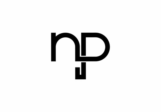 np pn n p initials letter logo isolated on white background