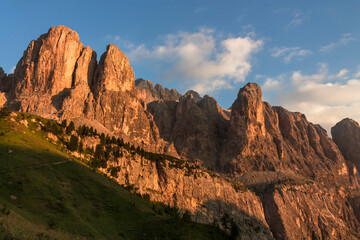 sunset on Val Gardena mountains