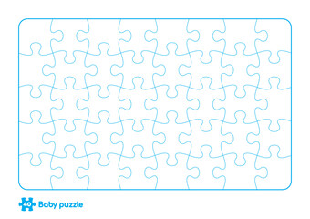 Vector baby puzzle template. 40 pieces. Isolated on white background