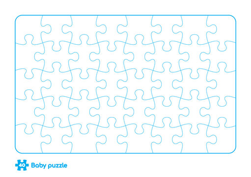 Vector baby puzzle template. 40 pieces. Isolated on white background