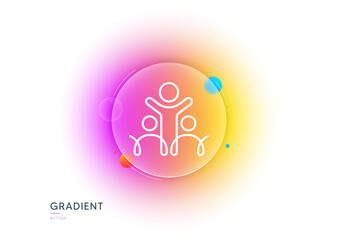 Inclusion line icon. Gradient blur button with glassmorphism. Equity culture sign. Gender diversity symbol. Transparent glass design. Inclusion line icon. Vector