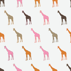 Giraffe silhouettes vector seamless pattern