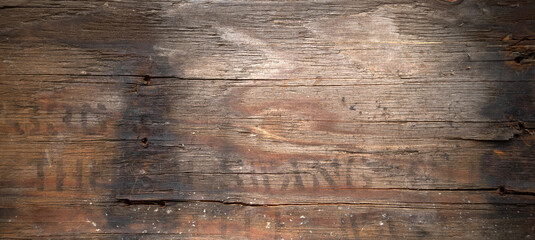 Photo of the texture of an old rectangular shipboard.Wooden background for text. Antique plywood from a suitcase.