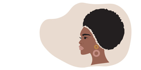 Modern Afro African Woman in elegant line art style vector