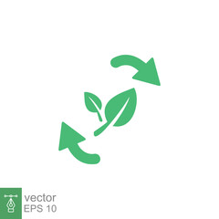 Biodegradable recyclable plastic free package icon. Vector bio recyclable degradable label logo template. Three green leafs isolated on white background. EPS 10.