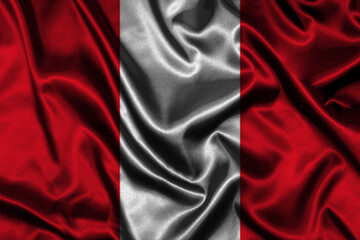 Fabric texture flag of Peru