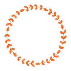 Watercolor wreath of autumn leaves isolated on a white background, frame for invitations, cards, greeting, decor, etc.