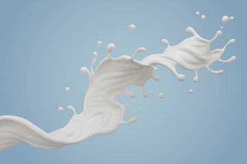 milk splash isolated on background, liquid or Yogurt splash, Include clipping path. 3d illustration.