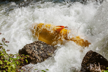 White water canoeing. Descent of the river Piqueras. La rioja, Spain