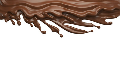Melted brown chocolate dripping on white background, with clipping path 3D illustration.