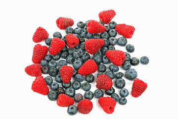Himbeeren mit Blaubeeren