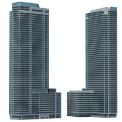 Skyscraper buildings isolated on white - 3d illustration